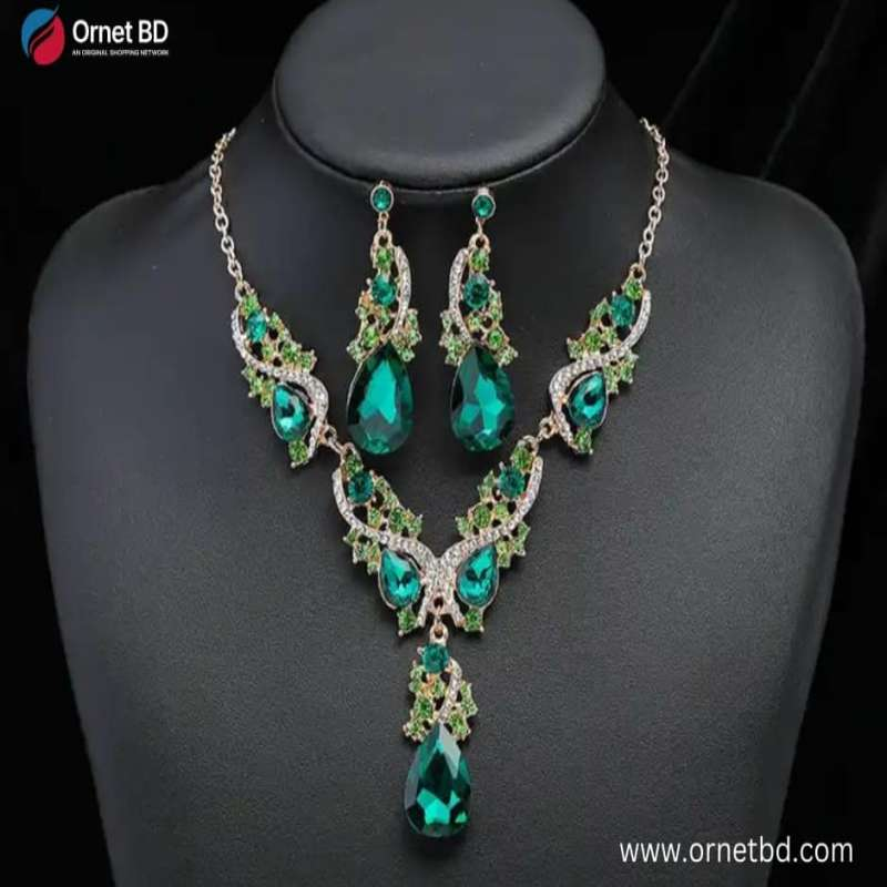 Diamond Cut Crystal Jewelry Set ( Green )
