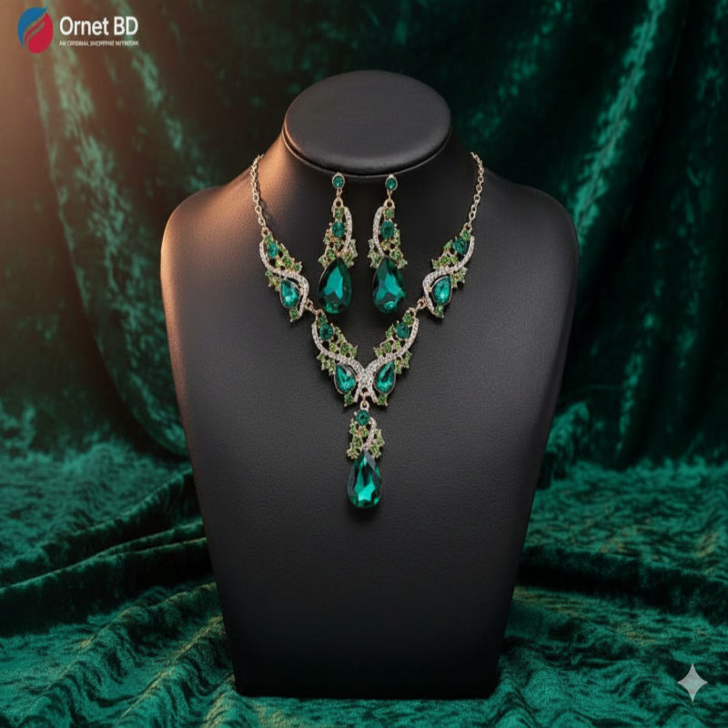 Diamond Cut Crystal Party Set ( Green )