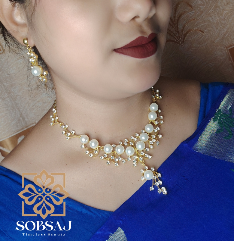 Pearl Necklace ( Golden )