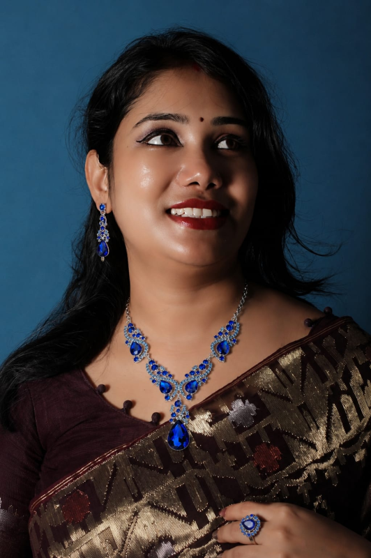 Diamond Cut Crystal Jewelry Set ( Blue )